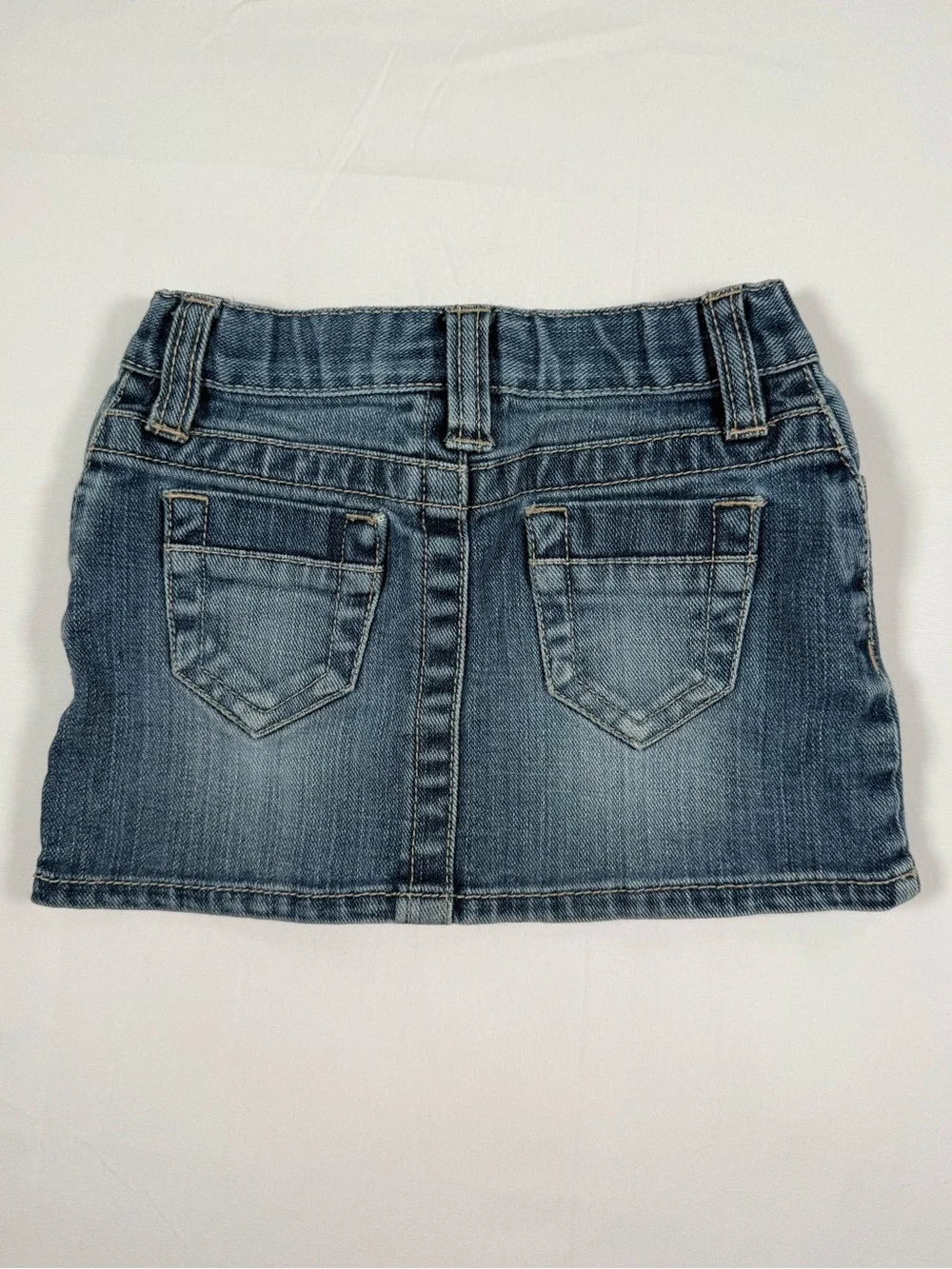 VINTAGE GAP Girls Denim Mini Skirt 18-24m Y2K Stretch Jean Skirt Western Cowgirl